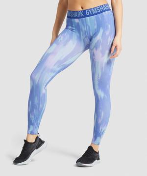 Blue Gymshark Fit Seamless Printed Women's Leggings | QAIMFH719