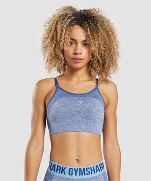 Blue Gymshark Flex Strappy Women's Sports Bra | JZPGEC817