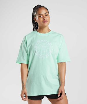 Blue Gymshark Legacy Oversized Women's T Shirts | WQLJSG849