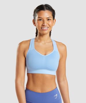 Blue Gymshark Lightweight High Support Women's Sports Bra | UHMYXW189