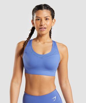 Blue Gymshark Open Back Women's Sports Bra | HJZNXS357