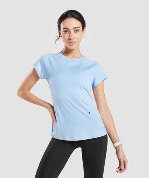 Blue Gymshark Speed Women's T Shirts | IYHMOZ584