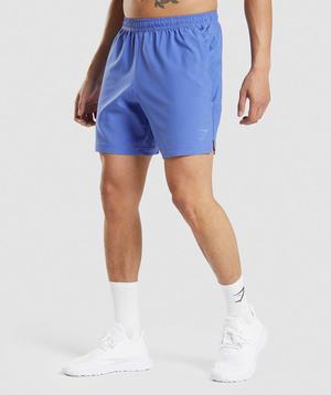 Blue Gymshark Sport Stripe 7" Men's Shorts | POLNRS917