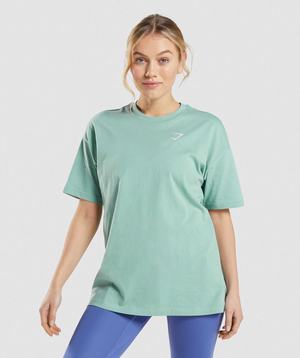 Blue Gymshark Training Oversized Women's T Shirts | DKJRSP185