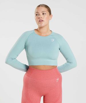 Blue Gymshark Vital Seamless 2.0 Crop Women\'s Tops | EWVRFX293