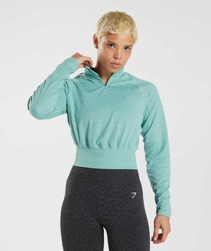 Blue / Turquoise Gymshark 315 Long Sleeve Warmup Women's Pullover | JHGTLW928