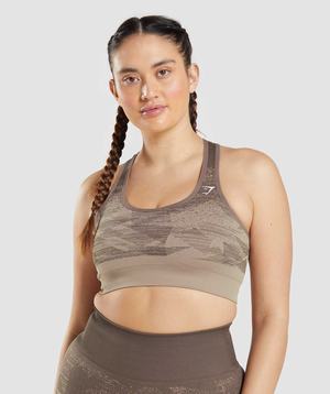 Brown Gymshark Adapt Ombre Seamless Women's Sports Bra | NOTHFB964