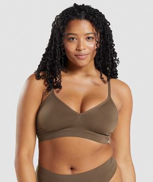 Brown Gymshark Seamless Low Neck Bralette Women's Underwear | JLFUIW649