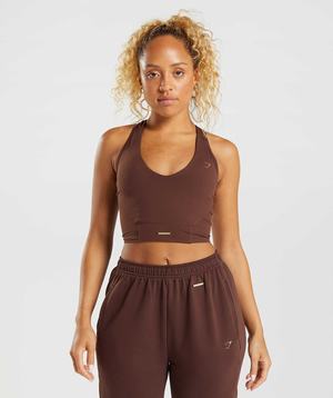 Brown Gymshark Whitney Crop Women's Tanks | OFRXTL975