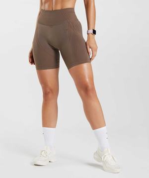 Brown / Pink Brown Gymshark Apex Seamless Women's Shorts | PHEAOW936