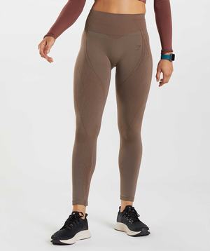 Brown / Pink Brown Gymshark Apex Seamless Women's Leggings | VEXDOR269