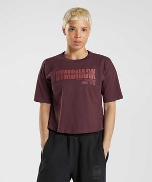 Burgundy Gymshark GS10 Year Midi Women's Tops | RIUQLJ312