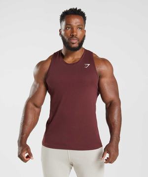 Burgundy Gymshark React Men's Tanks | WMEAGS916