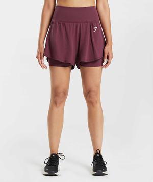 Burgundy Gymshark Vital Seamless 2.0 2-in-1 Women's Shorts | FYMTDZ268