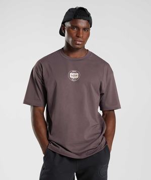 Chocolate Brown Gymshark GS10 Year Oversized Men's T Shirts | TPAWMY419