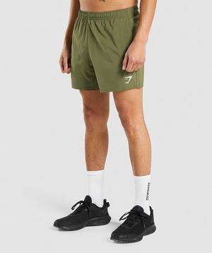 Dark Green Gymshark Arrival 5" Men's Shorts | PWARBU791