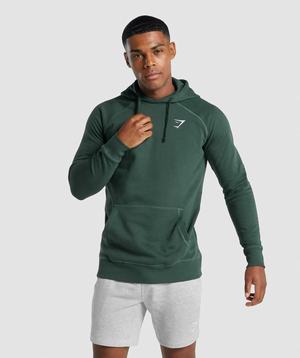 Dark Green Gymshark Crest Men's Hoodie | PWFESC034