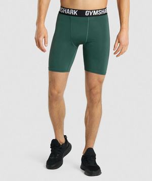 Dark Green Gymshark Element Baselayer - Dark Green Men's Shorts | OKVHDW425