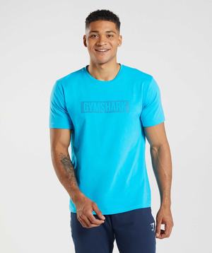 Dark Grey Blue Gymshark Block Men's T Shirts | KGPLUQ017