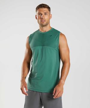 Green / Green Gymshark Apex Seamless Men's Tanks | MHGUWK450