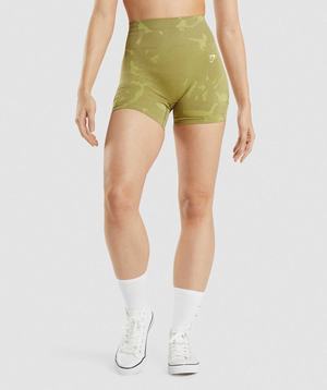 Green Gymshark Adapt Camo Seamless Women's Shorts | ZGDNXJ941