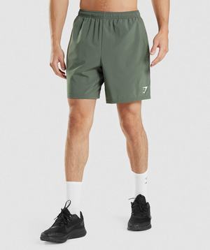 Green Gymshark Arrival 7" Men's Shorts | RMAGDP815