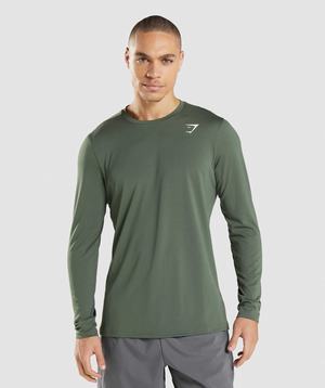 Green Gymshark Arrival Long Sleeve Men's T Shirts | CRNLJK897