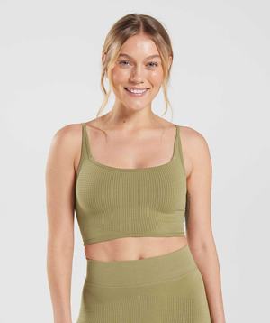 Green Gymshark Pause Seamless Bralette Women's Sports Bra | PZITME269