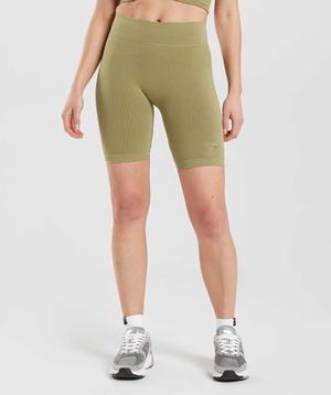 Green Gymshark Pause Seamless Cycling Women's Shorts | XEILYH806