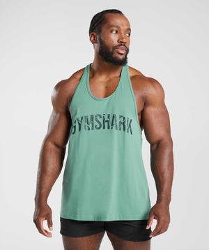 Green Gymshark Power Men's Vest | YVIFOC587