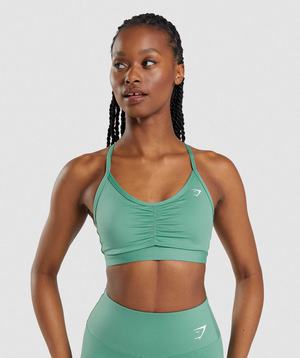 Green Gymshark Ruched Women's Sports Bra | VGQWCI302