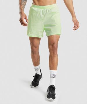 Green Gymshark Speed Evolve 5" 2 In 1 Men's Shorts | XNSTVL412