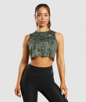 Green Gymshark Training Crop Women's Tanks | PKARJI249