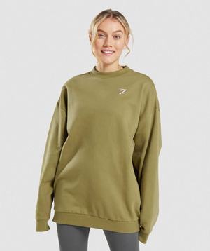 Green Gymshark Training Oversized Sweatshirt Women's Pullover | AWERUB820