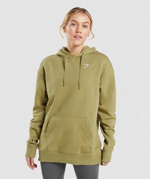 Green Gymshark Training Oversized Women's Hoodie | XTKRQO849