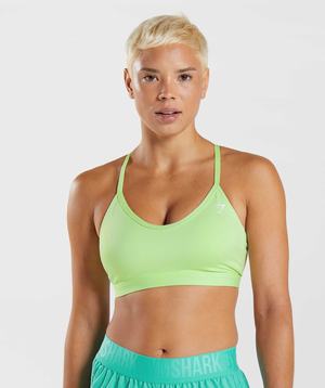 Green Gymshark V Neck Women's Sports Bra | SWAIUG827