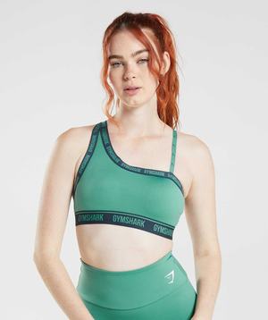 Green / Navy Gymshark Strike Women's Sports Bra | OHGWVS364