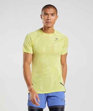 Green / White Gymshark Apex Men's T Shirts | TSANUQ507