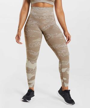 Grey / Brown Gymshark Adapt Camo Seamless Women's Leggings | VMROQF706