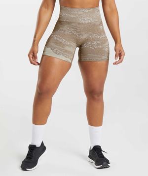 Grey / Brown Gymshark Adapt Camo Seamless Women's Shorts | XFRCAL352