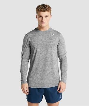 Grey Gymshark Arrival Marl Long Sleeve Men's T Shirts | CJKDGP402