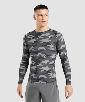 Grey Gymshark Element Baselayer Long Sleeve Men's T Shirts | XNUTEM604