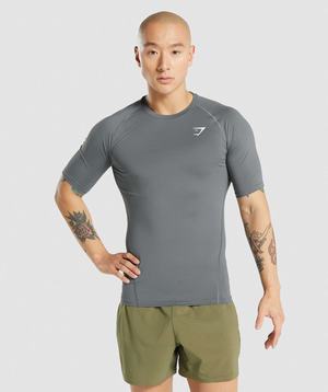 Grey Gymshark Element Baselayer Men's T Shirts | VXUMYK532