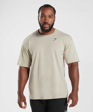 Grey Gymshark Essential Oversized Men's T Shirts | TWFSYE817