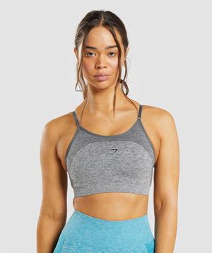 Grey Gymshark Flex Strappy Women's Sports Bra | YJKRWM027