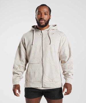 Grey Gymshark Power Zip Men's Hoodie | PZQKVS273