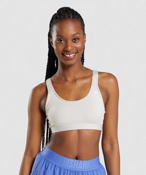 Grey Gymshark Scoop Neck Women's Sports Bra | UWAXYC402