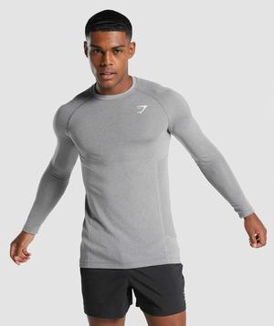 Grey Gymshark Vital Light Seamless Long Sleeve Men's T Shirts | QONHUC250