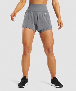 Grey Gymshark Vital Seamless 2.0 2-in-1 Women's Shorts | ROBFCA513