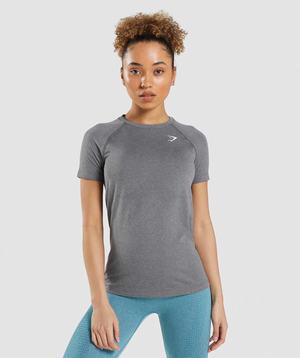 Grey Gymshark Vital Seamless 2.0 Light Women\'s T Shirts | UHFAQP683